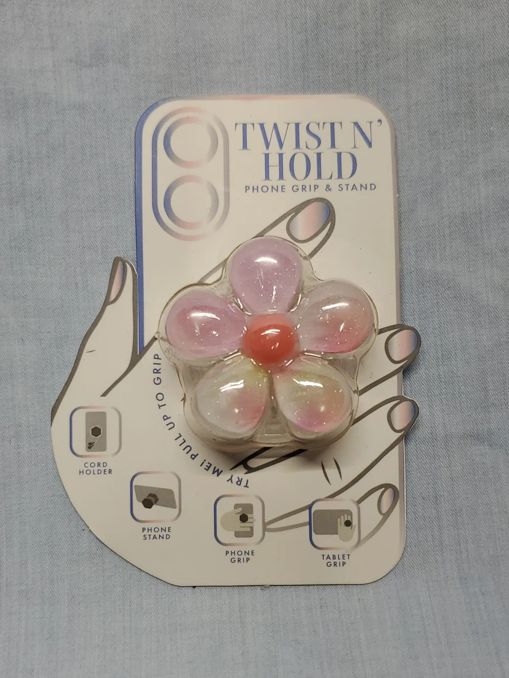 Twist N' Hold Pink Floral Phone Grip & Stand